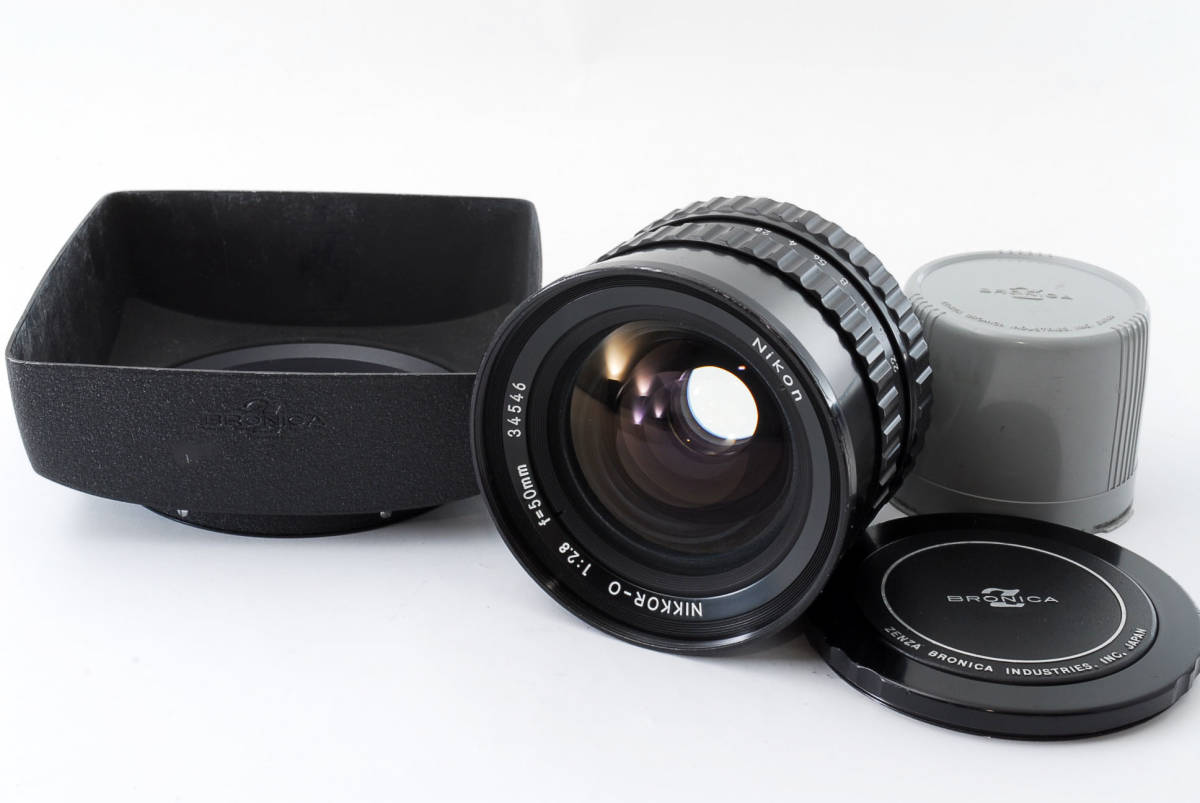 【美品】ブロニカ Bronica Nikkor O 50mm f2.8 広角レンズ S2 EC 等に！フード付き！光学綺麗！！302692 F2.8 50mm Bronica F2.8, Zenzanon MC