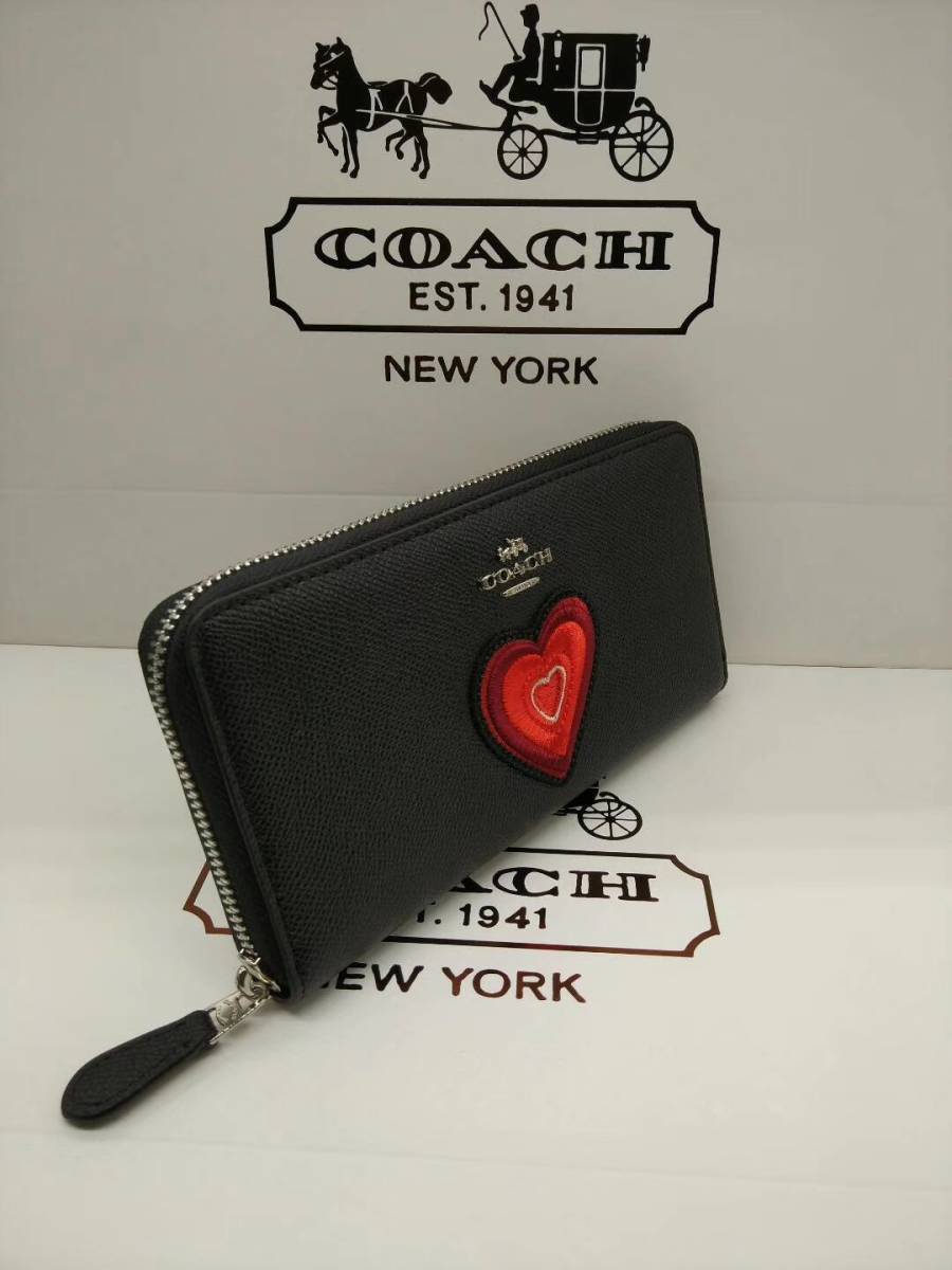 COACH コーチ 財布 レザー長財布 ハート財布 ラウンドファスナー