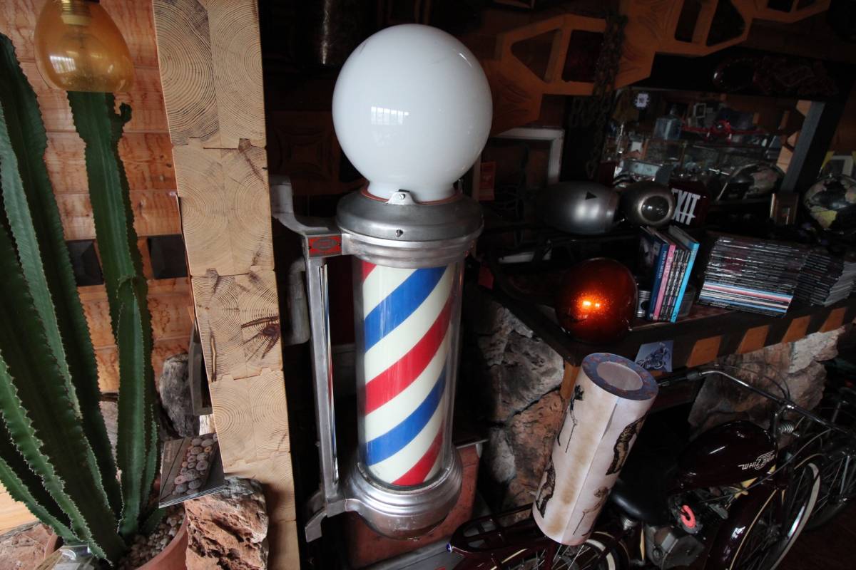 床屋さんのサイン。BARBER SHOPの看板。’50sスタイル！本物のアメリカアンティークです！！!_4
