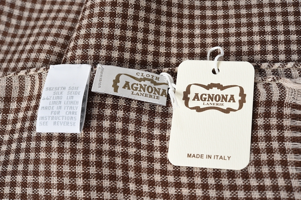 アニオナAGNONA 大判リネン 麻ストール ブラウン Italyイタリー製