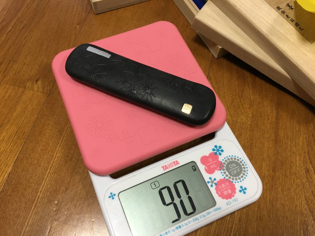 39)墨 松魂墨(徽歙老胡開文/純松煙)3点・未使用/桐箱 1本約13.6×4×1.6