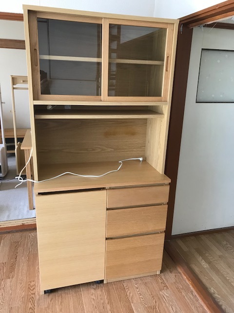 直接引取歓迎（札幌市南区）」 「無印良品」オーク材カップボード