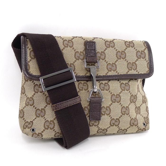 メンズ 箱あり GUCCI ウエストポーチ キャンバス ggシマ ボディバッグ