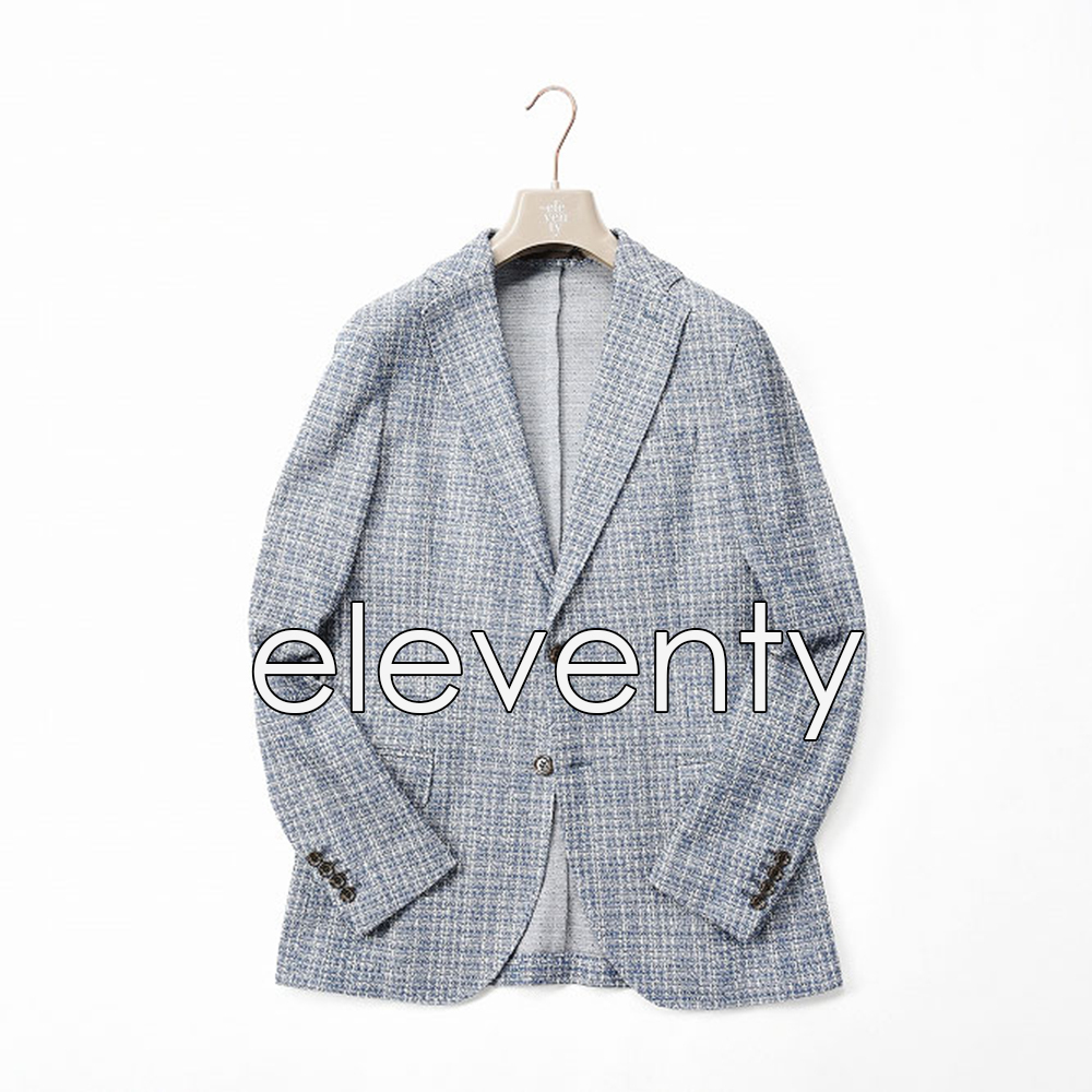 新品 7.2万 eleventy 【56】ニット ジャケット シングル2B フラップ 
