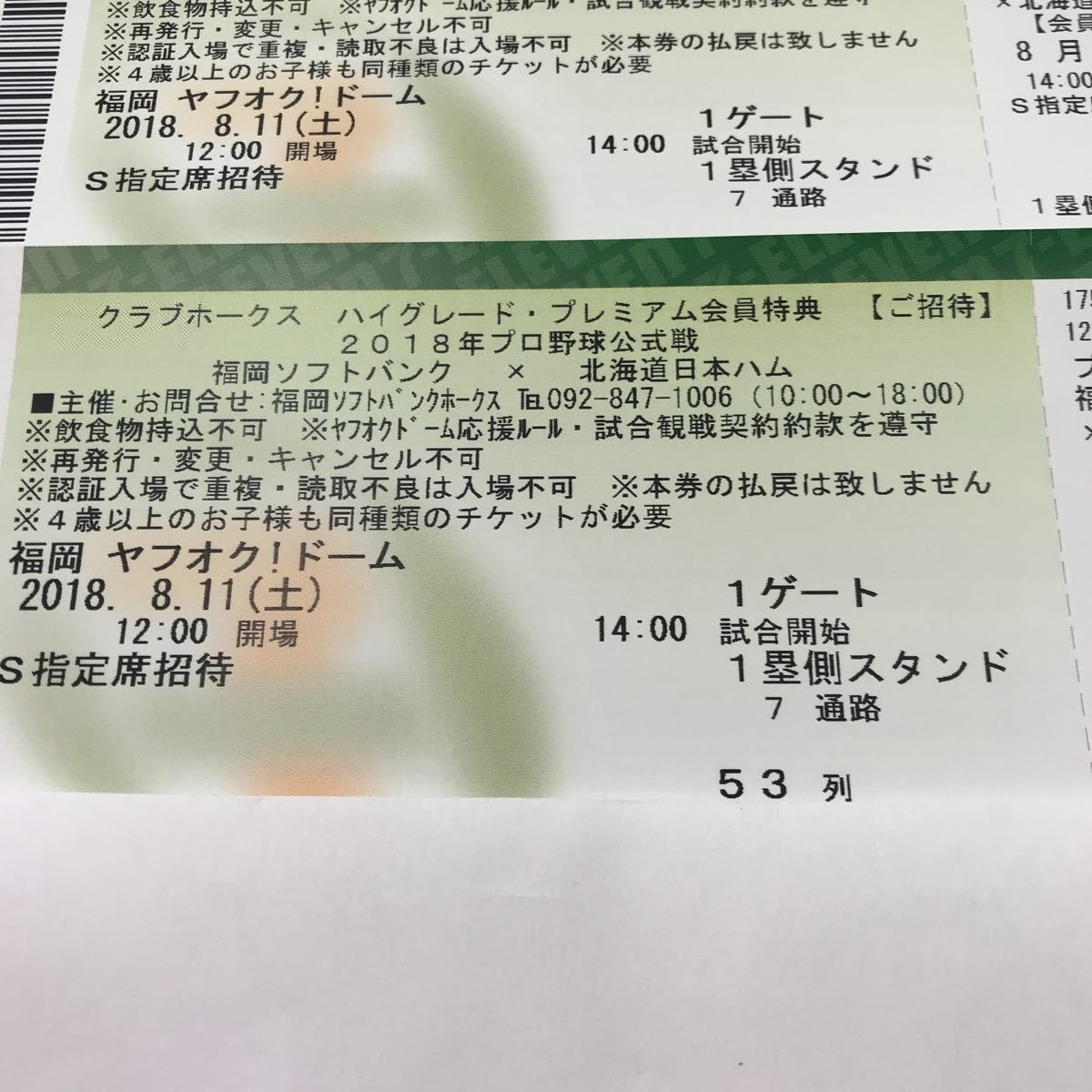 福岡ソフトバンクホークス 福岡 8⁄11 (日曜日)福岡ソフトバンク 