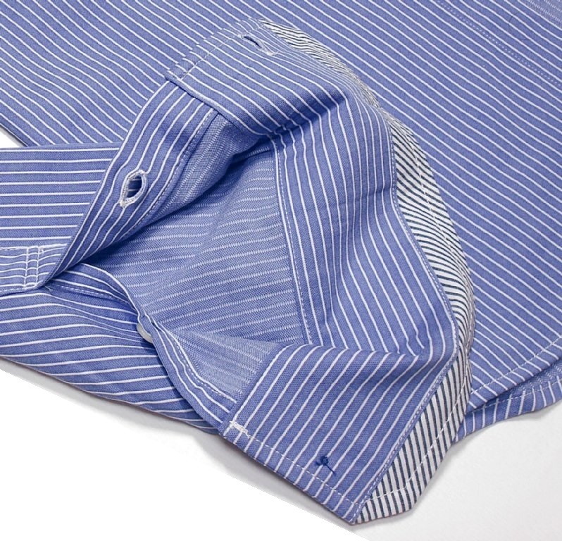 新品!!ミッシェルクラン エムケーオム 良質 ピンストライプ 長袖シャツ ブルー 46 (M) 送料185円☆MK homme 春物 秋物 青系 定価1，4万円★ MK MICHEL KLEIN ITOKIN - イトキン株式会社