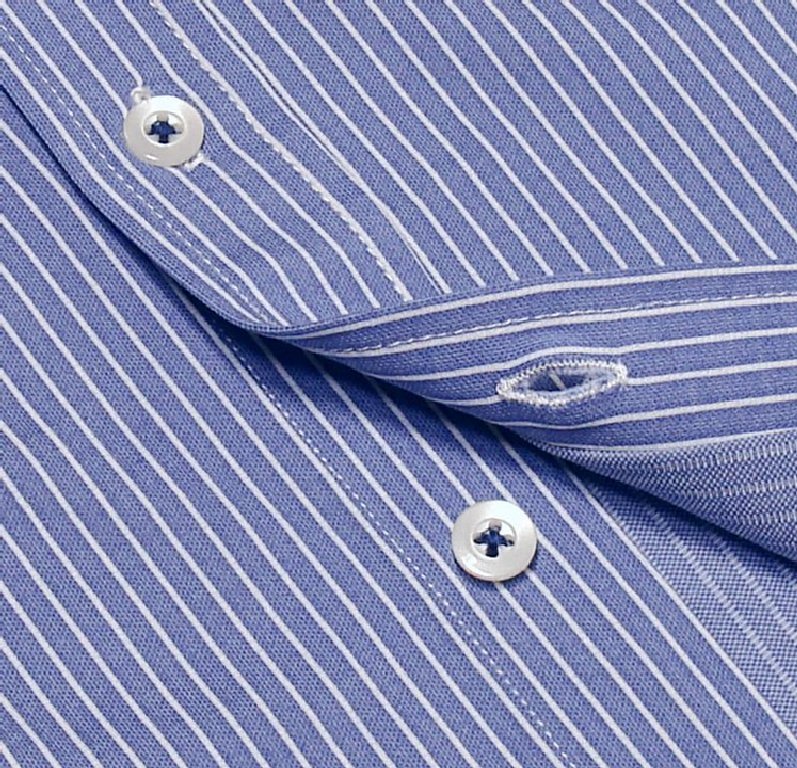 新品!!ミッシェルクラン エムケーオム 良質 ピンストライプ 長袖シャツ ブルー 46 (M) 送料185円☆MK homme 春物 秋物 青系 定価1，4万円★ MK MICHEL KLEIN ITOKIN - イトキン株式会社