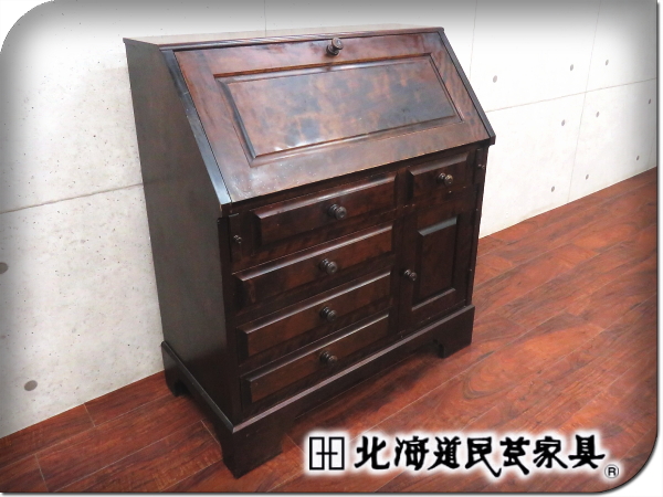 □北海道民芸家具□高級/樺材□HM□ライティングビューロー/デスク□28