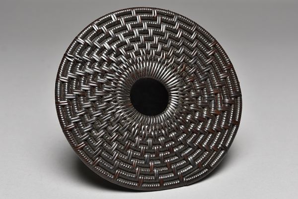 煤籐 編 圓式 瓶座 】 煎茶道具 竹工芸 茶器 瓶敷 瓶床 急須台 鉄瓶台