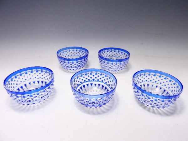 Yahoo!オークション -「江戸切子青」(アンティーク、コレクション) の