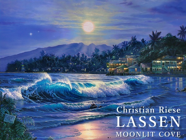 クリスチャン・ラッセン 人気 大型手彩入版画 マウイ 浜辺 夜景 ハワイ