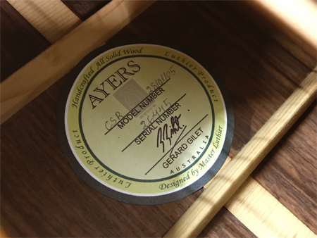 AYERS CSR エアーズ アコースティックギター ハンドメイド AYERS CSR | アコースティックギターAyers Guitars（エアーズ・ギター）25周年 C