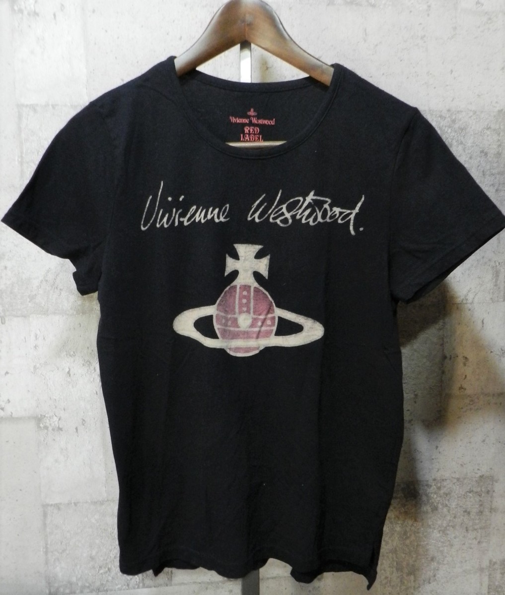 Vivienne Westwood RED LABEL オーブTシャツ 黒 2 即決 美品 ヴィヴィアンウエストウッド RED LABEL オーブ Tシャツ 2