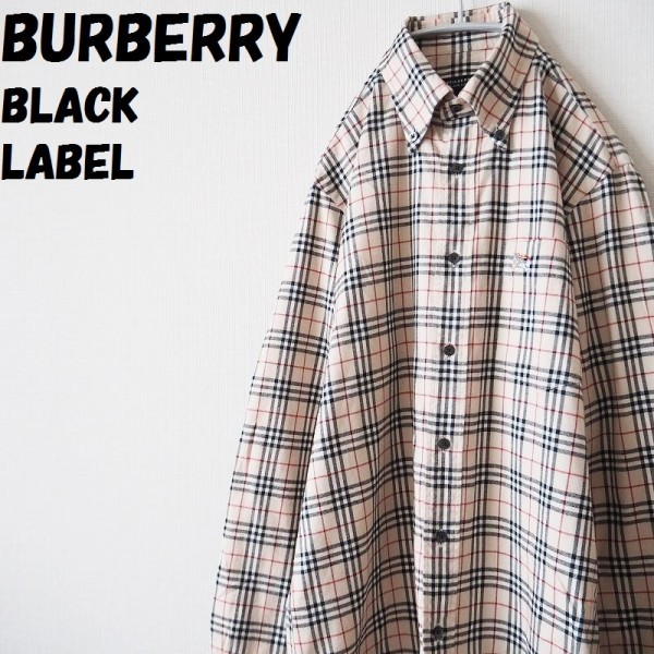 驚きの破格値，人気 BURBERRY BLACK LABEL バーバリー ブラックレーベル ノバチェック柄厚手長袖シャツ 刺繍ロゴ サイズ1/629(トップス)｜売買されたオークション情報、yahooの商品情報をアーカイブ公開 - オークファン 男性用