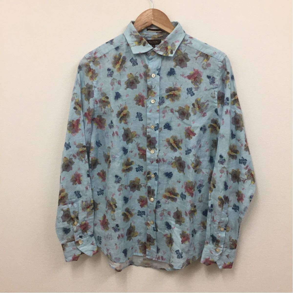 Paul Smith COLLECTION ポールスミス 長袖 リネン 100 花柄 シャツ M 