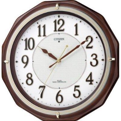 訳あり アウトレット品 シチズン CITIZEN リバライトM801 茶色木枠電波壁掛け時計アナログ4MY801-006 リズム時計工業