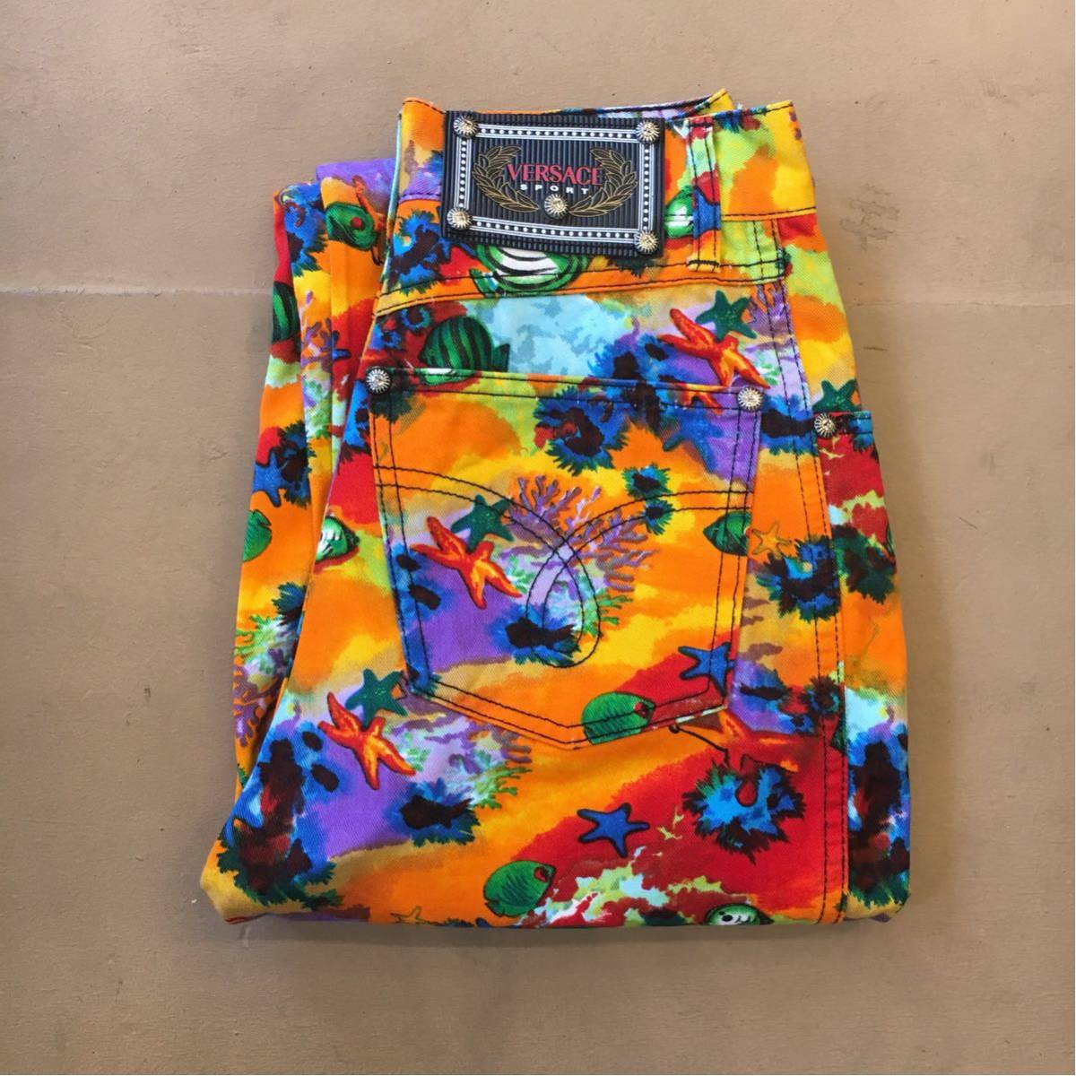 ☆VERSACE/ヴェルサーチ/総柄/90s/パンツ/ロゴ/26 VERSACE JEANS 