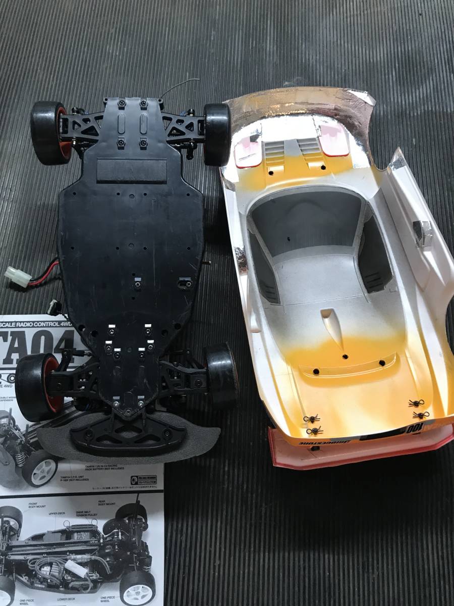 TAMIYA タミヤ 1/10 RC TA04-S ベルトドライブ4WDシャーシ + NSX塗装済ボディ付部品取り