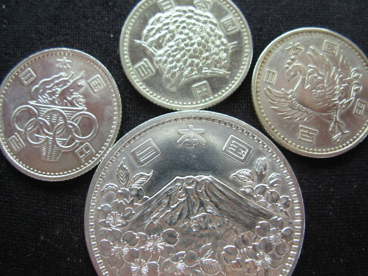 美品★銀貨4枚☆東京オリンピック1000円・100円・稲100円・鳳凰100円_3