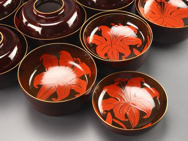 本金蒔絵御吸物椀十客 【典】上品!本金蒔絵 吸物椀十客 共箱 本金蒔絵御吸物椀十客 【典】上品!本金蒔絵 吸物椀十客 共箱