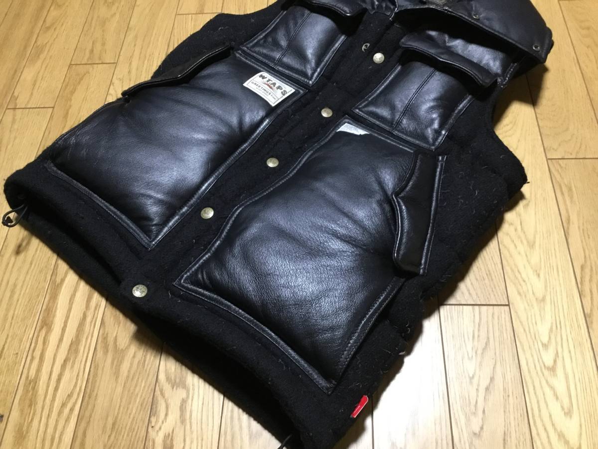 WTAPS BROKE BACK 黒S ダウンベストレザー ミリタリー JUNGLE BUDS  