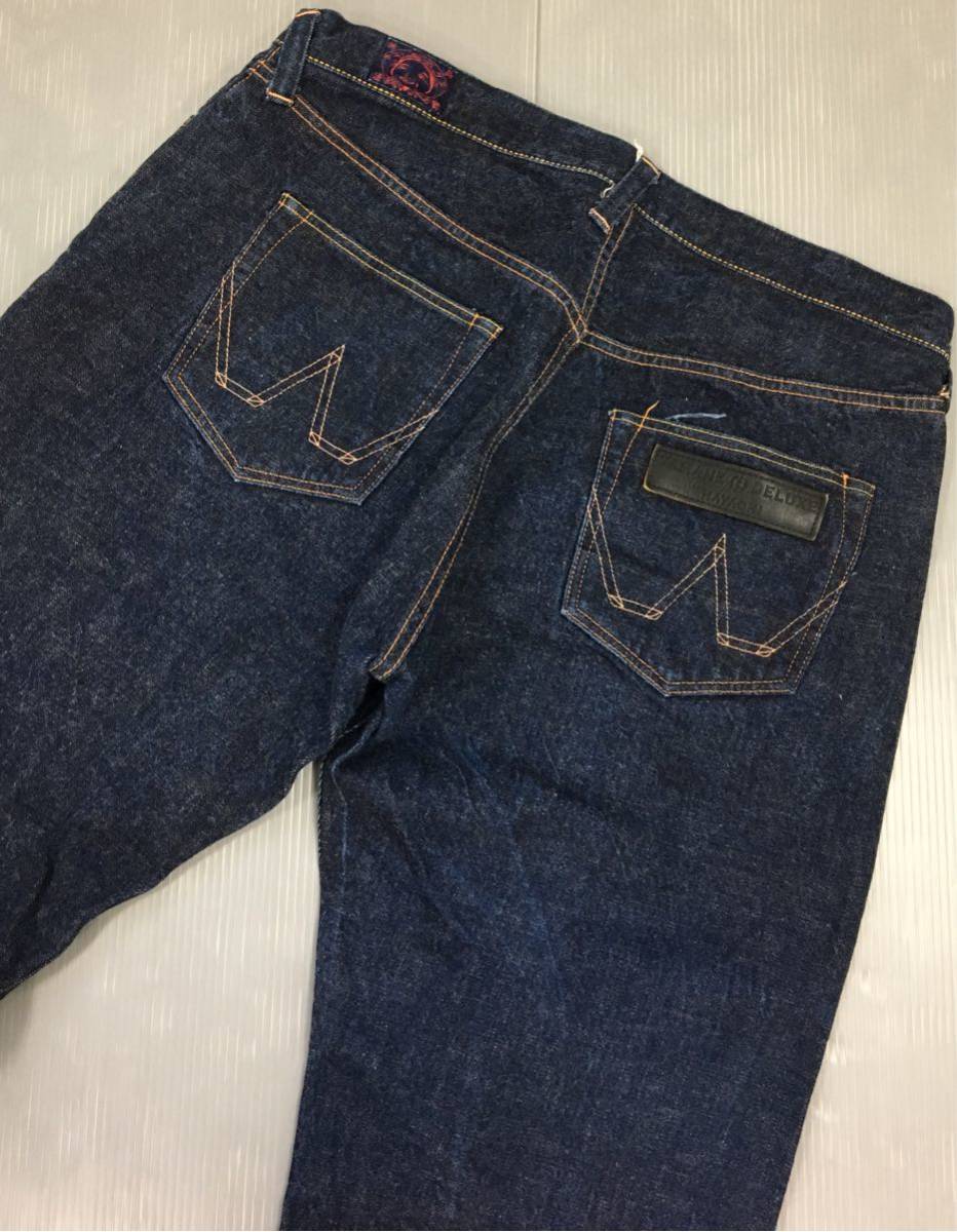 濃紺《EVISU エヴィス ヤマネデラックス》HAYAOKI ハヤオキ ロゴレザーワッペン インディゴデニム 7(約92㎝)