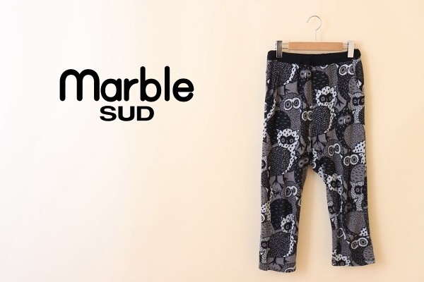 豊富な，送料無料 全品1000円スタート marble SUD マーブルシュッド ウエストゴム フクロウ 総柄 クロップド サルエル パンツ ブラック&times;グレー系(サルエルパンツ)｜売買されたオークション情報、yahooの商品情 サルエルパンツ