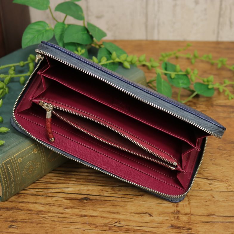 1円 新品 AKNAS／長財布 最高級クロコダイル ワニ革 ラウンド 