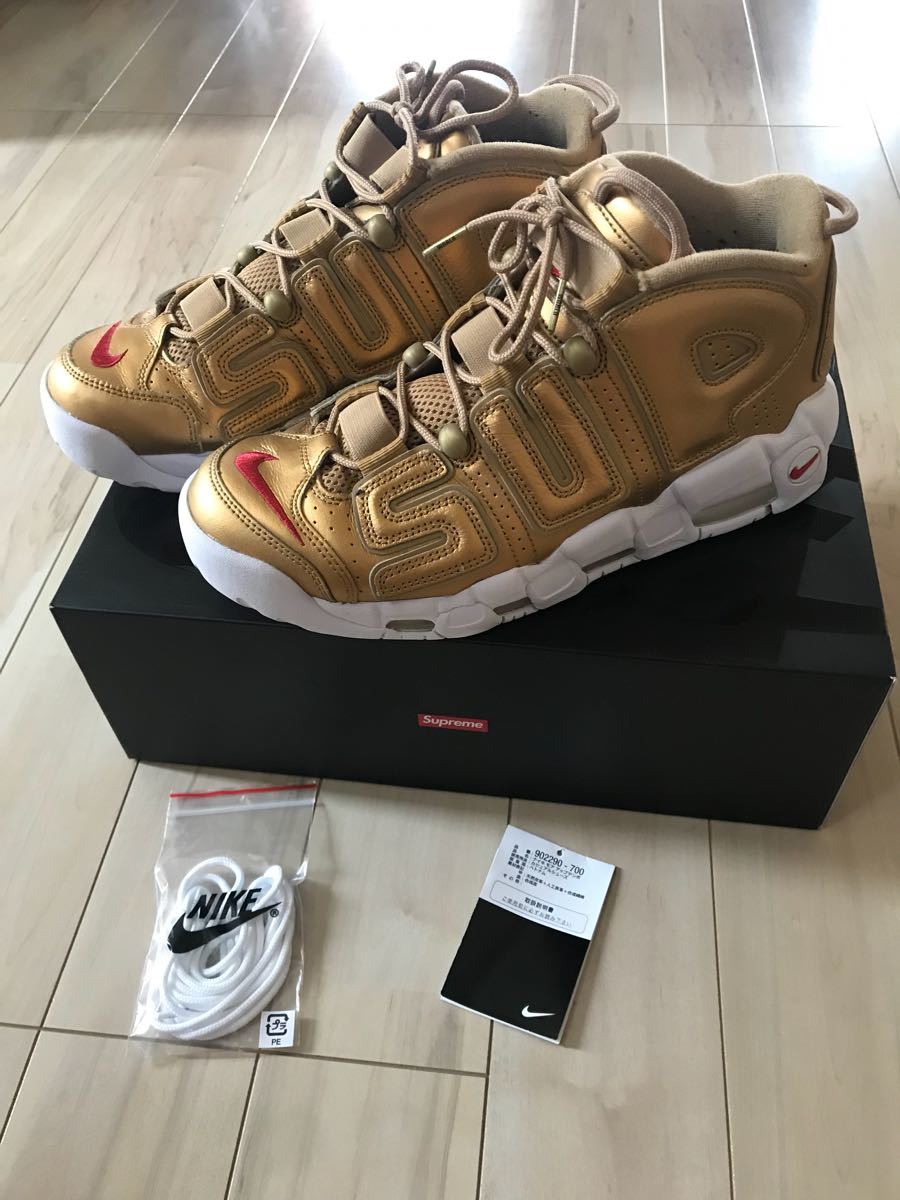 国内正規 Supreme × NIKE AIR MORE UPTEMPO RED us10 シュプリーム 