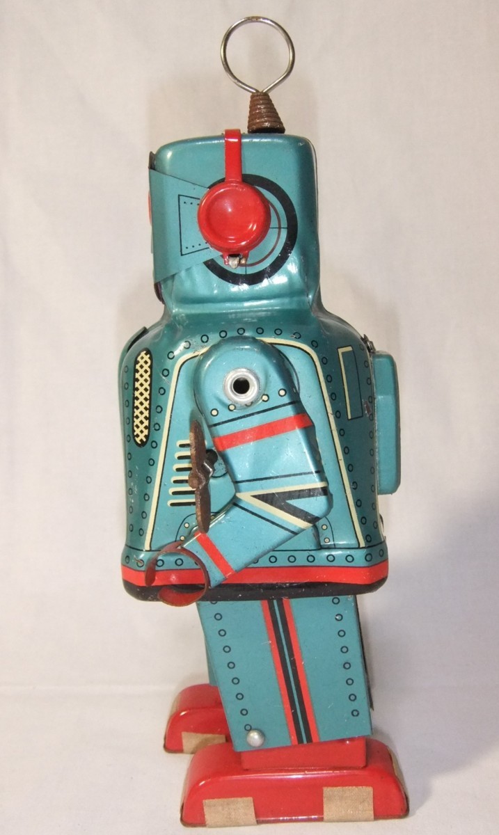 昭和レトロ SPARKY ROBOT スパーキー ロボット 青 ブリキ ゼンマイ 箱 