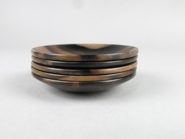 黒柿 銘木 茶托 5客 煎茶道具／A05 黒柿 茶托 銘木 -「茶托 煎茶道具