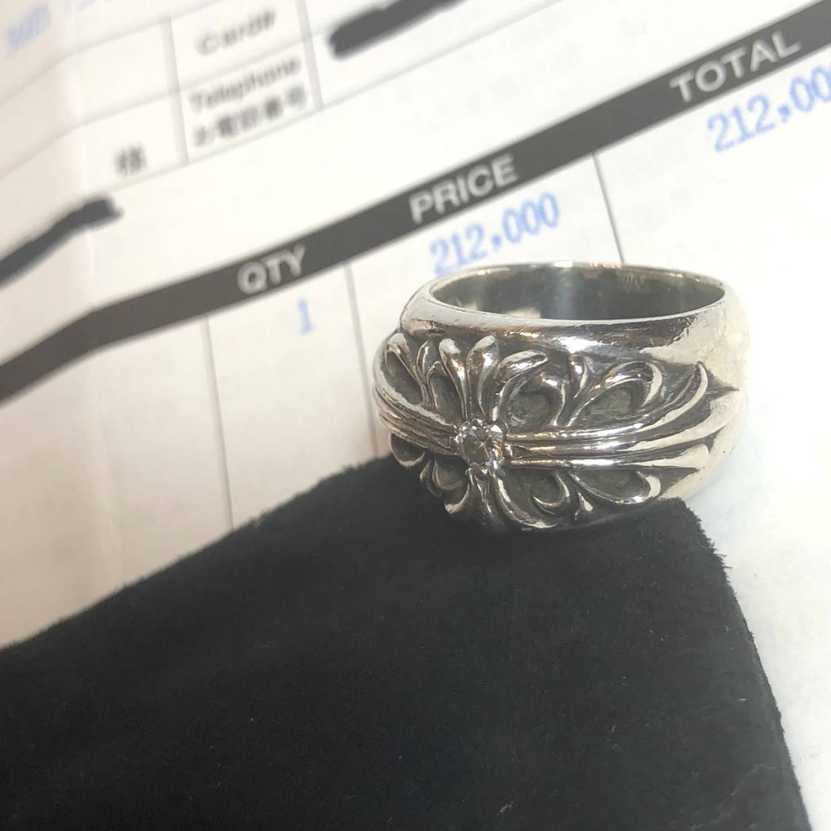 超美品】CHROME HEARTSフローラルクロスリング