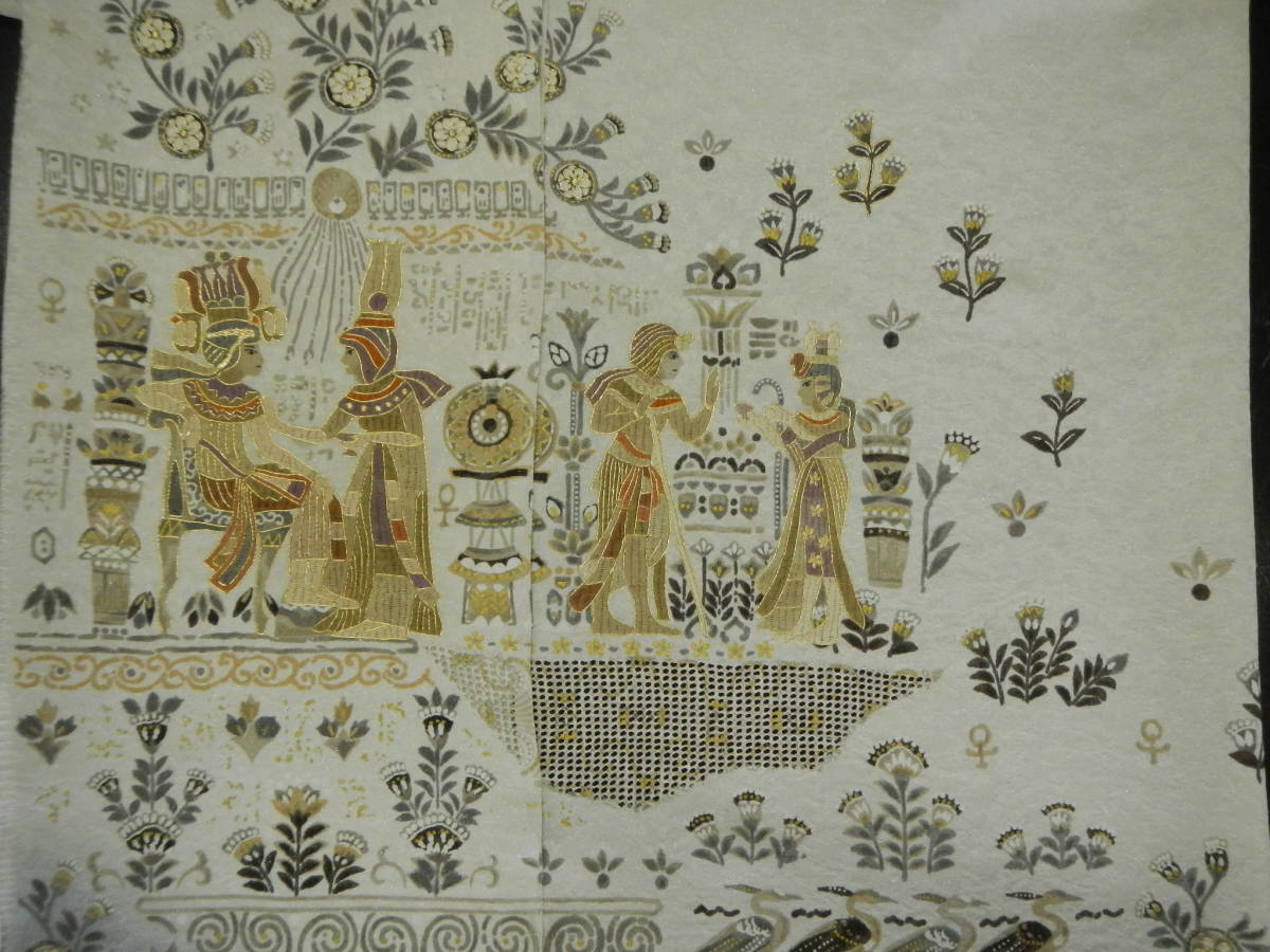 限定SALE ＜銀の斧＞正絹 逸品 スワトウ刺繍の訪問着反物 丹後ちりめん エジプト柄 ファラオ 手刺繍 398000円のお品 八掛付(女性和服、着物)｜売買されたオークション情報、yahooの商品情報をアーカイ その他