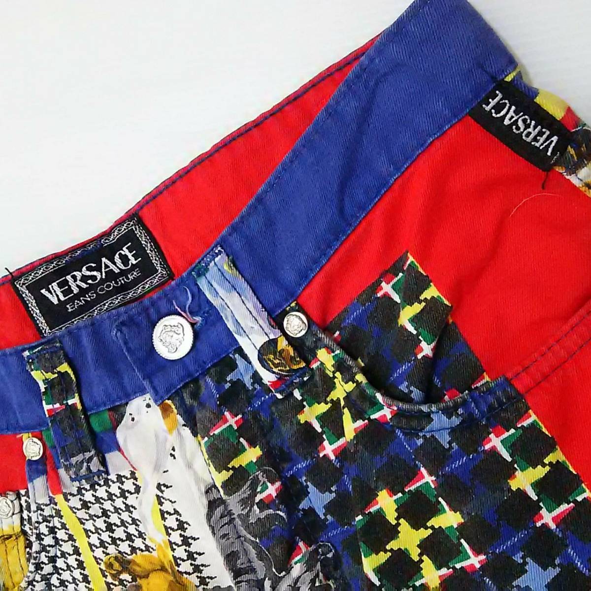 VERSACE 総柄 パンツ W65cm ハイウエスト イタリア製 ヴィンテージ 