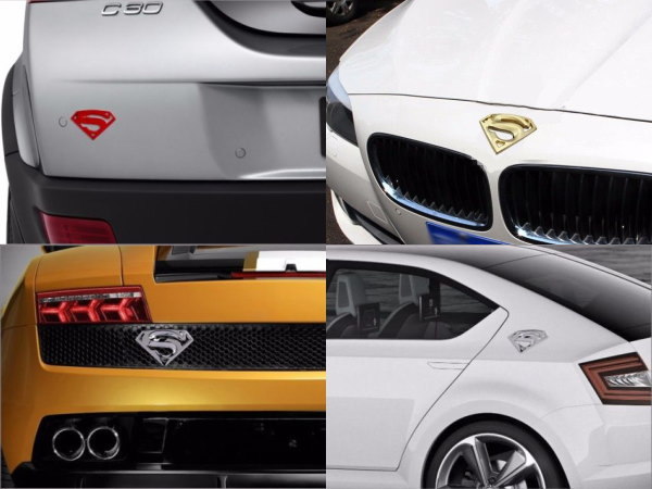 スーパーマン 自動車 エンブレム ボンネット Sマーク 3D 銀