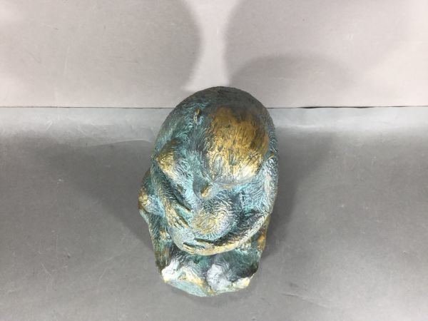 富永直樹 作 陽春 親子猿 ブロンズ像 石台付 共箱付 申 干支置物