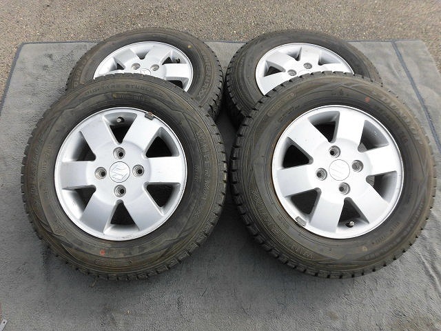 スタッドレス屋155/80R13スズキアルミ付き4本（4.5J 100 4穴 +50)本州