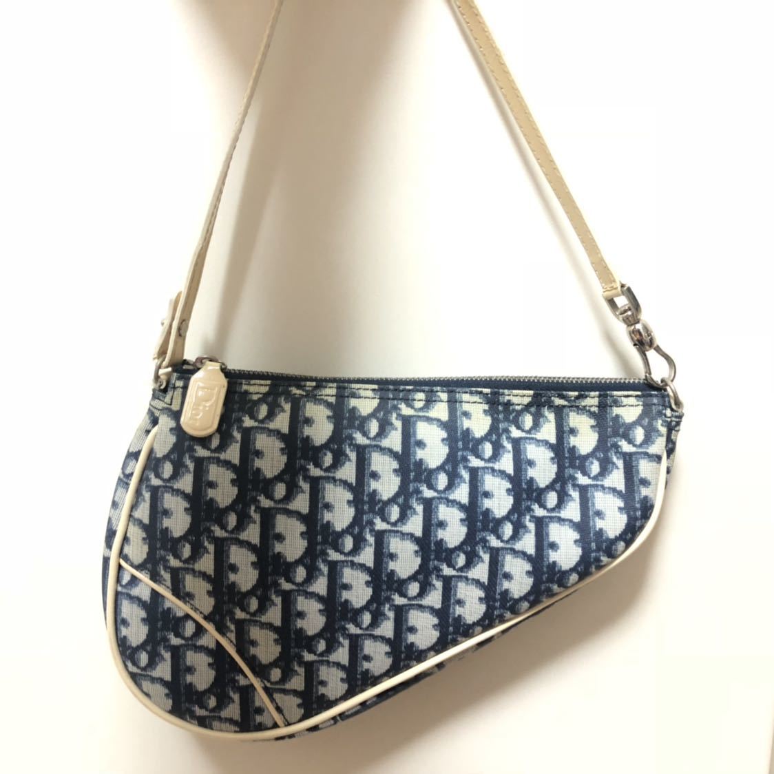 DIORディオールサドルバッグ ディオール サドル) サドル キャンバス バッグ・カバン ディオール サドルバッグ ハンドバッグ ブルー レディース 一円スタート