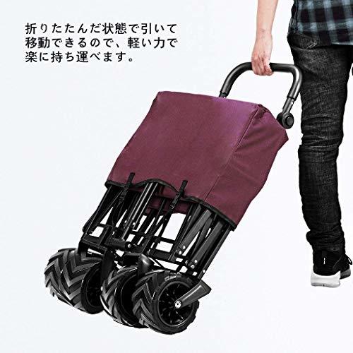 色レッド enkeeo キャリーワゴン 改良版 屋根付き 容量107L 耐荷重100kg 前と後ハンドル付 扱いやすい 折り畳み可_5