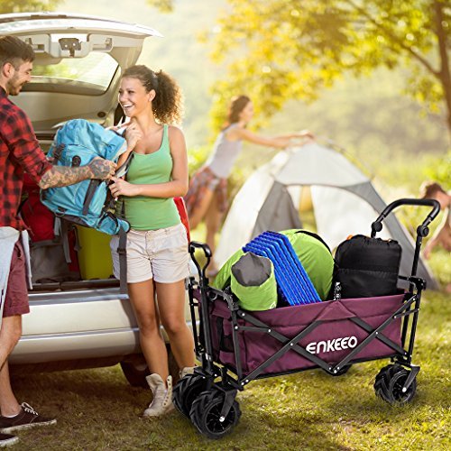 色レッド enkeeo キャリーワゴン 改良版 屋根付き 容量107L 耐荷重100kg 前と後ハンドル付 扱いやすい 折り畳み可_7