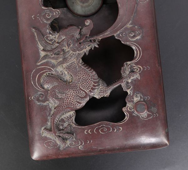 美術品・アンティーク・コレクション 古美術 清朝古硯 硯 書 紫檀蓋付