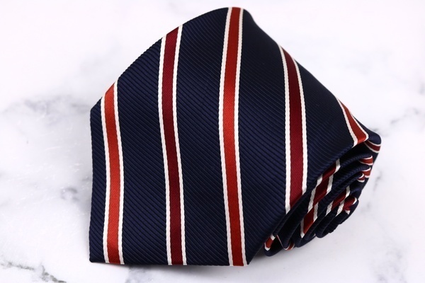 1円スタート 【美品】 ブルックスブラザーズ Brooks Brothers ストライプ柄 メンズ ネクタイ ネイビー 赤 レッド