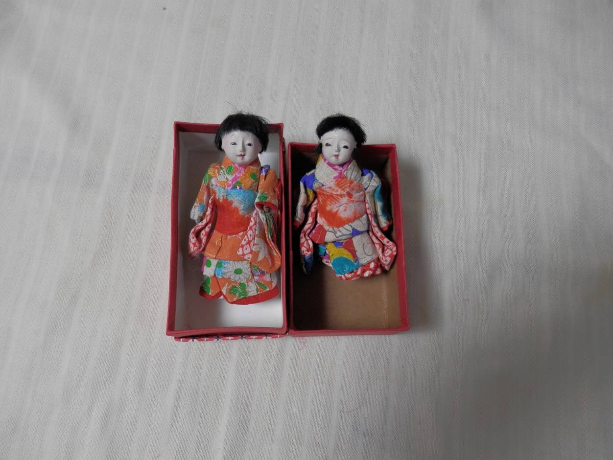 c）市松人形 豆人形 約8cm 2体 日本人形 日本人形 市松人形 旧