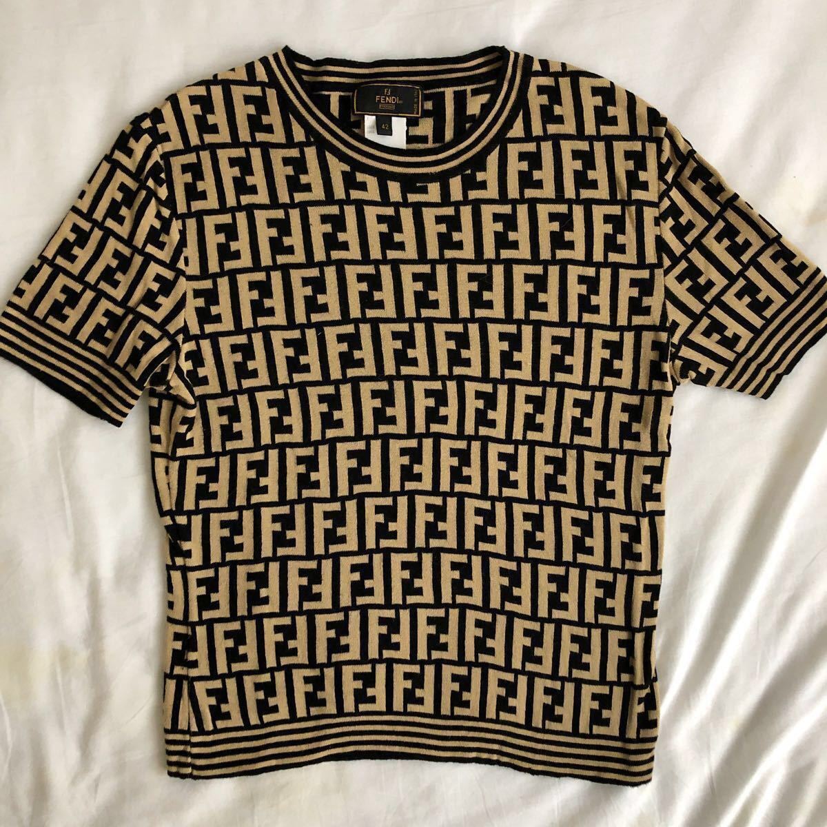 90s フェンディ FENDI ズッカ柄 半袖ニット 美品 イタリア製 正規品
