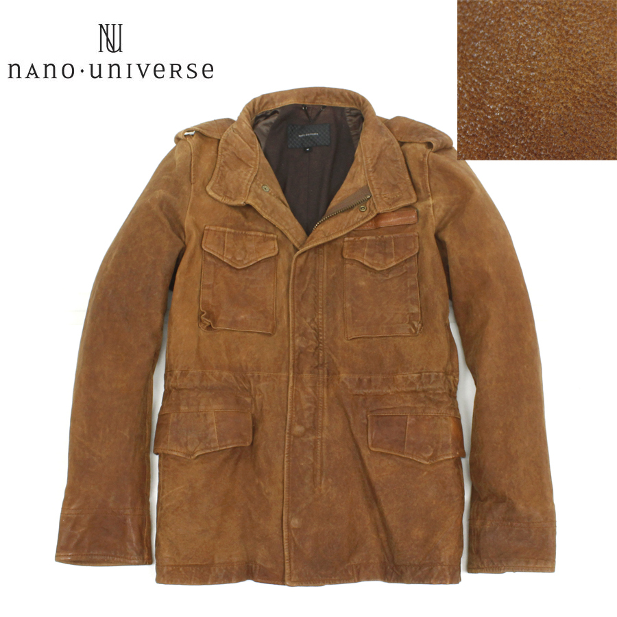 人気セール，高品質 NANO UNIVERSE ナノユニバース 羊革 ヴィンテージ ラムレザー M-65 ミリタリージャケット ブラウン 茶 40 L(M-65)｜売買されたオークション情報、yahooの商品情報をアーカイブ公開 - オークファン M-65