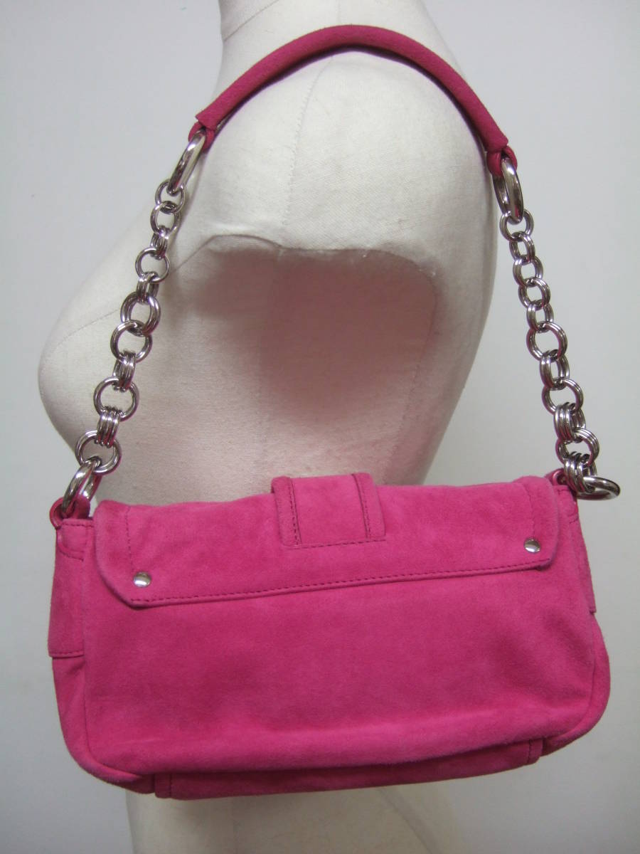 プラダ　ＰＲＡＤＡ　フューシャピンク　スェード　バッグ　