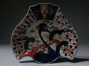 古伊万里 金襴手 鶴に松竹梅の図 4寸皿 2枚 【杜】 伊万里