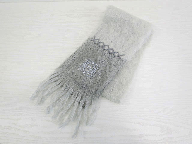 【即決】【美品】LOEWE ロエベ モヘアマフラー グレー系 [240001192385]【中古】レディース