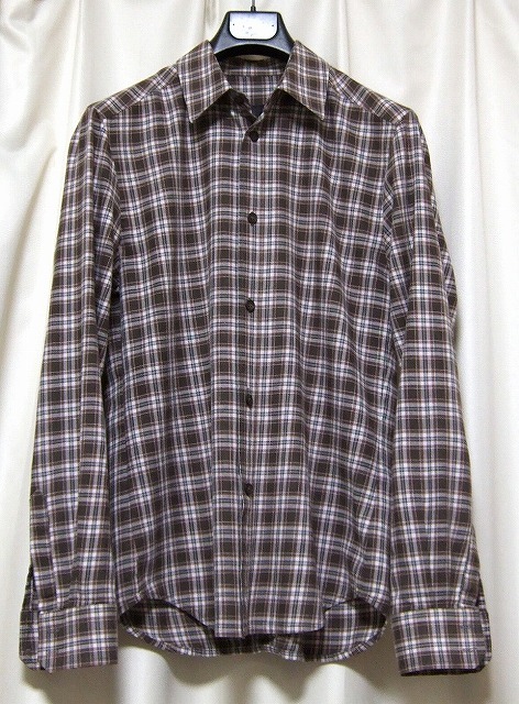 即決◆ヴェロニクブランキーノ チェック ネルシャツ 46 ベルギー製 ブラウン フランネル Veronique Branquinho 検) Margiela