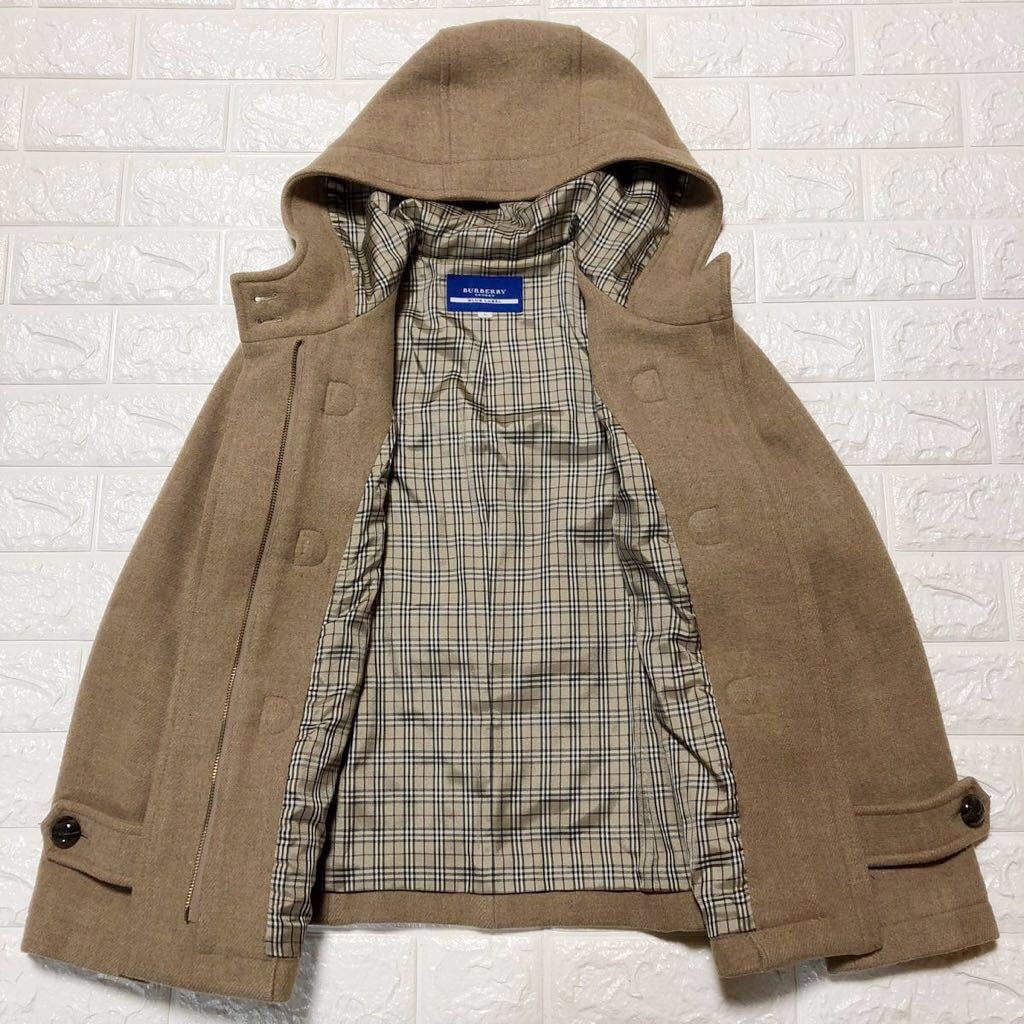 ☆美品/クリーニング済！ノバチェック/牛革使用☆バーバリー ブルー 